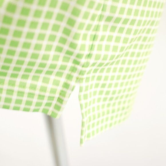 Donald Ross Bright Green Windowpane Collared Polo Shirt Large Short Sleeve - Picture 3 of 10